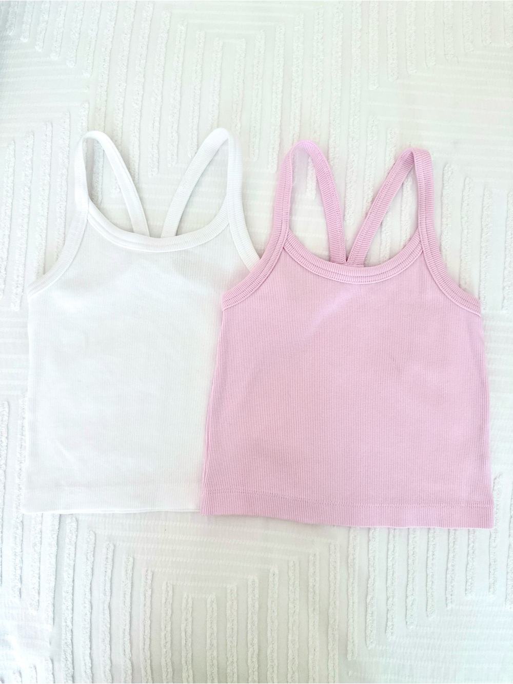 Zara Girl’s White & Light Pink Ribbed Tank Top Bundle Size 8-9